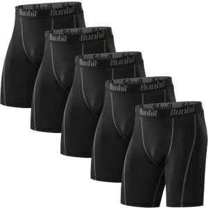 Runhit Compression Shorts Men Underwear Spandex Running Shorts Workout Athletic (Black, XL)
