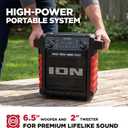 ION Tailgater Classic Outdoor Portable Bluetooth Speaker with Rechargeable Battery, FM Radio, USB Port, IPX5 Water-Resistant, 6.5" Woofer, App, Red
