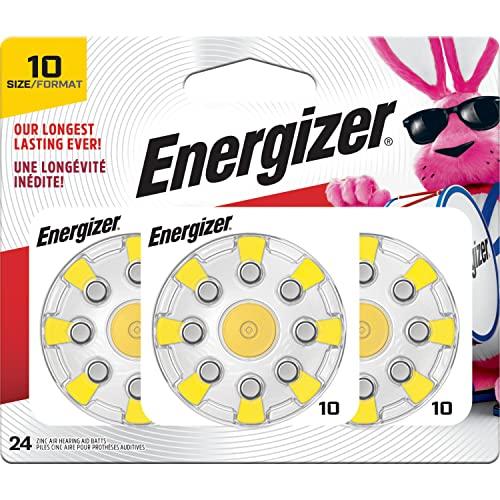 Energizer Hearing Aid Batteries Size 10, Yellow Tab, 24 Pack