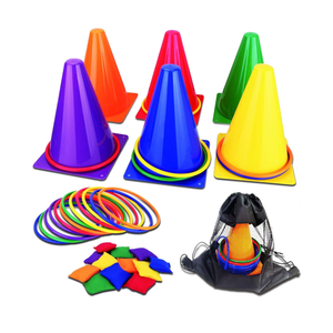 unanscre 31PCS 3 in 1 Carnival Outdoor Games Combo Set for Kids, Soft Plastic Cones Bean Bags Ring Toss Game, Gift for Birthday Party/Xmas