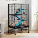 DWVO 4-Tiers Small Animal Cage: Indoor Critter Nation Cage for Ferrets, Chinchillas, Guinea Pigs, Large Hamsters, Rabbits, Hedgehogs with Wheels (32"x 22" x 56")