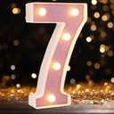 LED Marquee Numbers, Small Light Up Numbers for Party, 8.58 Inch Battery Powered Lighted Number for Birthday, Night Light, Table or Home Decor (Pink Glitter, Number 7)