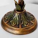 Glass Table Lamp, Antique Flower Decorative Bedside Desk Lamp with Green Leaf, Retro Decorative Lamp for Bedroom Home Office Bronze Finish