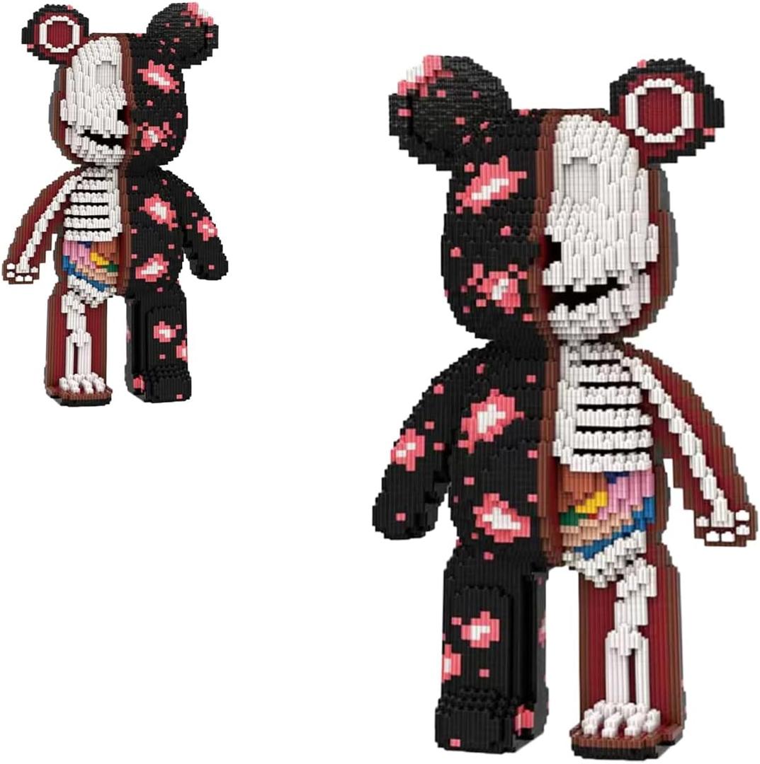 Before Christmas Teddy Skeleton Bear Micro Building Blocks Set(16.9inches) Christmas Ornaments Bear Building Blocks Gift for Adult and Kid