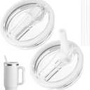 40 oz Tumbler Flip Straw Lid Replacement fit for Stanley Quencher, Spill Proof Tumbler Cover for Stanley Cup, Pure White