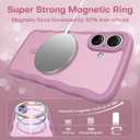 TAURI Magnetic for iPhone 16 Case, Cute Wavy Design Anti-Slip | Full Camera Protection, Compatible with Magsafe Translucent Matte Case for iPhone 16 for Women Girls, Black Currant