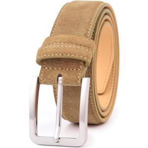 Men's Belt Casual Genuine Leather Suede Belts for Men 1 3/8" Wide Elegant Golf Dress Belt 34"