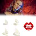 Halloween Vampire Teeth, Set of 4 Size Vampire Fangs with Adhesive, Fake Fangs for Cosplay Party Props Halloween Prank Cosplay Costumes Accessories Party Favors