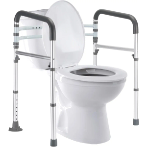 Toilet Safety Rails, Adjustable Toilet Frame for Elderly, Seniors, Handicap & Disabled, Foldable Handicap Toilet Handles Fit Any Toilets (300 LB)