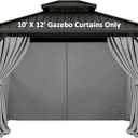 Gazebo Universal Replacement Privacy Curtain - Hugline 10' x 12' Outdoor Waterproof 4-Panels Gazebo Side Wall with Zipper (Curtain Only, Gray)
