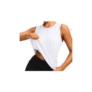 SHENHE Women's Racerback Workout Tank Top Sleeveless Loose Fit Quick Dry Athletic Yoga Shirt White Large