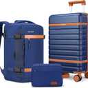 Luggage Sets 3 Piece with Spinner Wheels, Lightweight PC Hardside Suitcase with TSA Lock & YKK Zippers, 20 Inch Carry On Luggage with Travel Bag for Men and Women, Blue