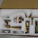 1 Pack Antique Brass Front Door Handle and Deadbolt Set Reversible Lever Entry Handleset with Lock and Key Single Cylinder