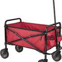 Amazon Basics Collapsible Heavy Duty Utility Wagon for Outdoor Sports, Camping, Garden, and Pets, Portable with Handle, 265 pounds Weight Capacity, 27.6 x 40.9 x 20 inches, Red