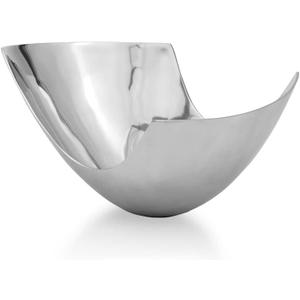 Modern Day Accents 3256 Pala LG Abstract Bowl, Aluminum Accent Centerpiece, Fruit Holder, Potpourri Bowl, Home Office or Aesthetic Room Decor 12" L x 13" W x 8" H