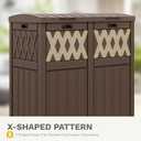 DWVO 76 Gallon Double-Bin Outdoor Trash Can, Waterproof Resin Garbage Can with Tiered Lid and Drip Tray for Patio, Kitchen, Deck, and Backyard, Brown