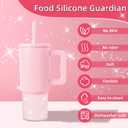 2 x Silicone Boot Compatible with Sinple Midern 24/30/40 oz Tumbler with Handle/Trek Pivot, Protective Anti-Scratch Bottle Bottom Sleeve Cover Compatible with Sinple Midern Tumbler (Bling Blush)