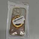 SMARTFOX Magnetic Kickstand Case for iPhone 14 Pro with Glitter Lens Protector, Compatible with Magsafe, Luxury Bling Diamond Cover Glitter Rhinestone Phone Case Women (Gold, for iPhone 14 Pro 6.1")