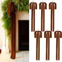 Janinka 6 Pcs Light Brown Velvet Christmas Swag Bow 31.5 x 23.6 inch Large Neutral Christmas Ornament Vintage Rustic Velvet Staircase Wreath Bows Xmas Tree Topper Bows Large Bow for Outdoor