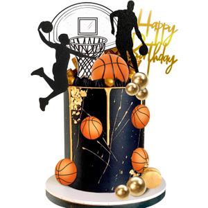 20 PCS Basketball Cake Toppers, Basketball Star Themed Cake Decorations for Birthday Cake Party Decorations Party Supplies