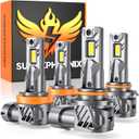 9005/HB3 H11/H8/H9 Light Bulbs Combo  Super Bright 100,000LM 1000% Brighter, 2025 Updated Light Bulbs, 1:1 Mini Size, 6500K Cool White, Off Road Light or Fog Light Bulbs, Pack of 4