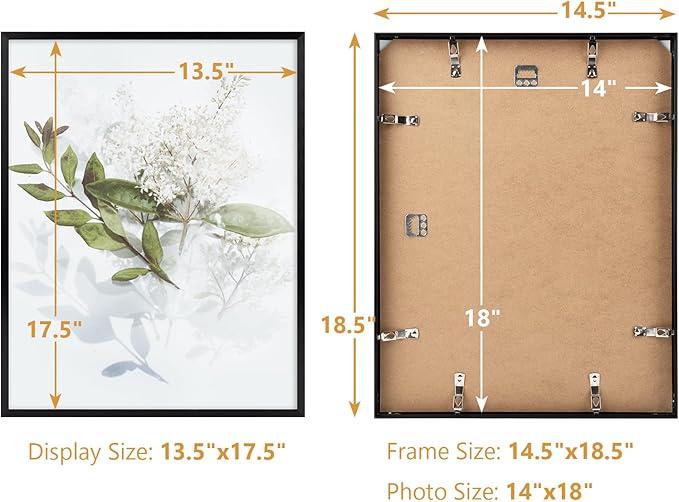 Golden State Art 14x18 Aluminum Picture Frame.Metal Poster. Wall Hook Included. ( 1 Pack Black)
