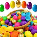 518 Easter Eggs, 2.36" Fillable Bright Colors Plastic Easter Eggs Empty Include 18 Golden Eggs, Easter Themed,Easter Basket Stuffers,Classroom Prize Supplies, 2.36 inches tall, 1.7 inches wide