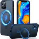 TORRAS Magnetic for iPhone 16 Case with Stand, Built-in Stand Compatible with MagSafe, 3X Military-Grade Protection, Translucent Slim Phone Case for iPhone 16 6.1'', Matte Blue