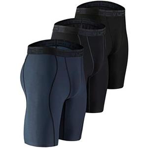 DEVOPS Pack of 3 Compression Shorts Men Spandex Sport Shorts Athletic Workout Running Performance Baselayer Underwear L