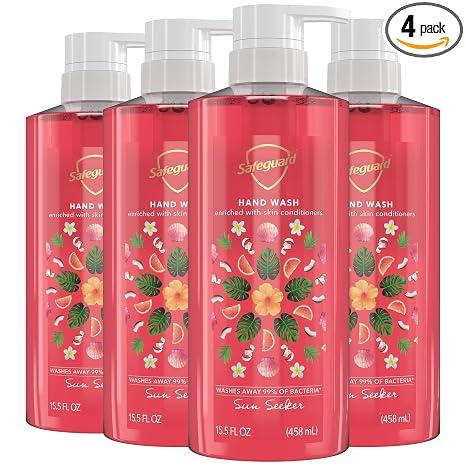 Safeguard Liquid Hand Soap, Micellar Deep Cleansing, Washes Away 99% Bacteria, Made with Natural Moisturizers, Enriched with Skin Conditioners, PH Balanced, Cozy Almond Scent 15.5 oz (Pack of 4)