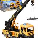 Large Crane Truck Toy with Extendable Crane Arm, Lights & Siren Sounds, Assemble & DIY Truck Engineering Vehicle Toy for Boys Girls Christmas Birthday Gifts Kids Toys for 3 4 5 6 7 8 Years Old