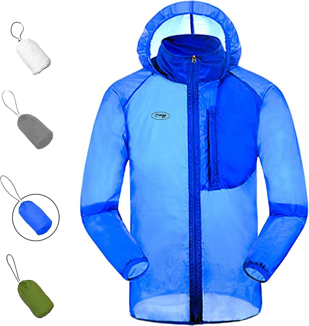 Sun Protection Jacket Ultra Light Thin Breathable Packable Outdoor Cycling Jacket Hoodie Skin Clothing for Men & Women (Blue, XL)