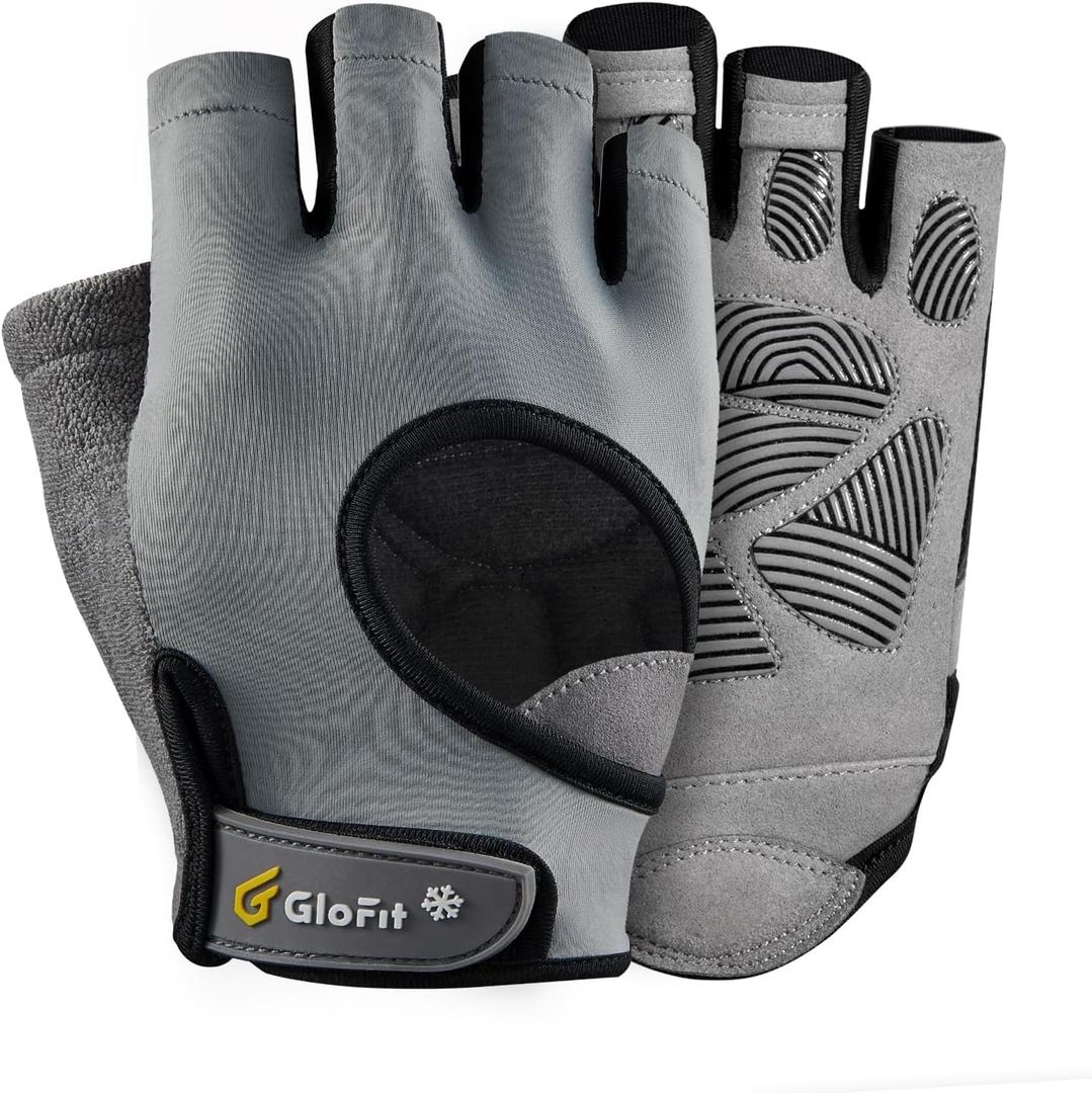 Workout Gloves for Women Men, Lightweight Weight Lifting Glove Breathable Fingerless Gym Gloves, Exercise, Fitness, Training, Cycling (Large, Grey)