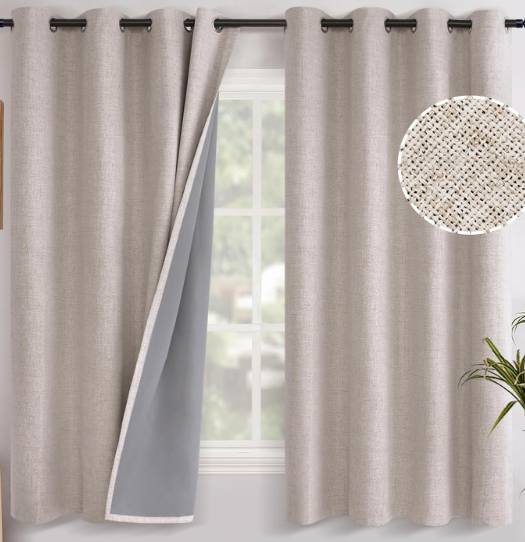 YoungsTex Beige Blackout Curtains 84 Inches Long for Bedroom - Thermal Insulated with Grommet Room Darkening Window Drapes for Living Room, 2 Panels, 42 x 84 Inch 