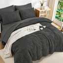 Andency King Size Comforter Set 7 Pieces Dark Grey - Bed in a Bag King Boho Lightweight Fluffy Tufted Bedding Sets with Quilt Comforter, Sheets, Pillowcases & Shams