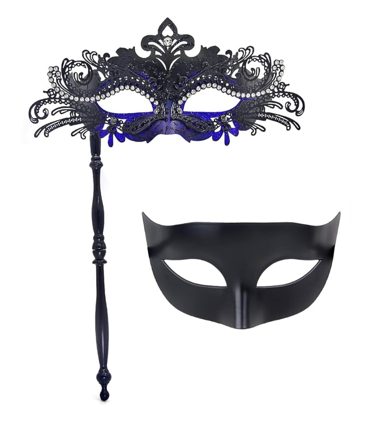 IETANG Couple Mardi Gras Mask Venetian Masquerade Mask Set Party Costume Accessory
