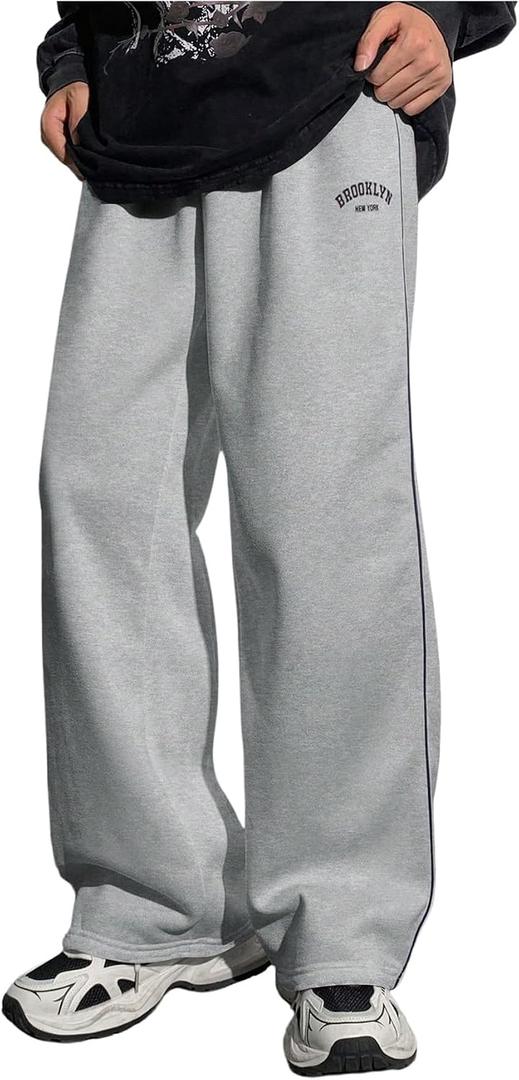 RoseSeek Boy's Letter Wide Leg Baggy Sweatpants Athletic Track Pants Jogger