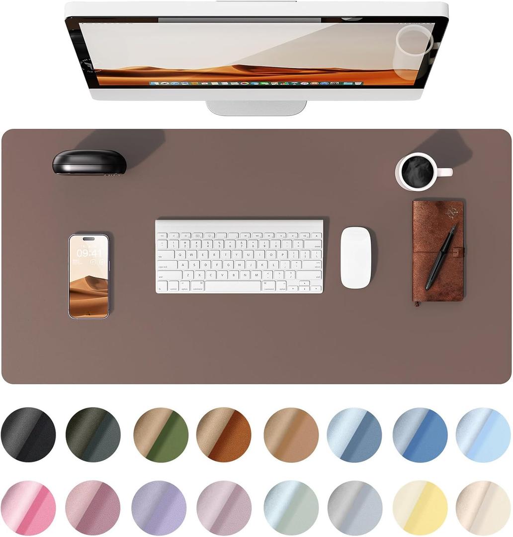 YSAGi Leather Desk Protector, Office Mat, Large Mouse Mat, Non-Slip PU Leather Blotter, Laptop Pad, Waterproof Writing Pad for Office and Home (Chocolate, 23.6" x 13.8") (23.6" x 13.8", Chocolate)