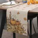 Thanksgiving Table Runner Fall Pumpkin Maple Leaves Table Runner Washable Non-Slip Heatproof Woven Seasonal Dining Table Decoration 12 x 70 Inch (Light Yellow6)
