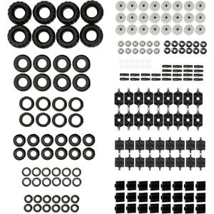 Barcaloo 144 Piece Wheels and Axles Sets, Building Bricks Car Parts and Pieces Kit - Car Building Set with Wheels, Axles & Windshields (Wheels, Tires, Axels)