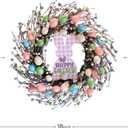 18 inch Easter Eggs Wreath for Front Door, Wall, Window, Fireplace, Artificial Easter Hanging Wreath with Plastic Foam Eggs, Grapevine, Plastic Berries, Multicolored