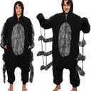 FUNZIEZ! Adult Black Widow Spider Costume -Furry Tarantula Pj's (Black, Medium)