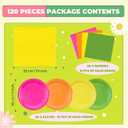 Zhehao 120 Pcs Disposable Paper Dessert Plates and Napkins Set, 7 Inch Party Cake Appetizer Plate with Napkin for Birthday Baby Shower Wedding Easter(Neon)