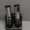 Electric Salt and Pepper Grinder Set, 2-Speed Setting, Stainless Steel Rechargeable Automatic Pepper Mill Shakers with USB Charging Base,100ml Large Capacity, External Adjustable Coarseness,LED Light (Black)