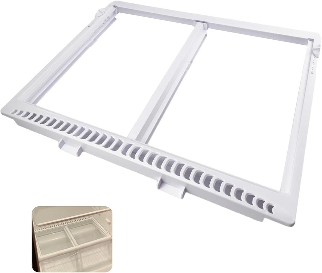 240364790 Refrigerator Crisper Shelf Frame Compatible with Frigidaire Refrigerator, Crisper Pan Cover Replaces AP4393266 240364718 240364767 AH2361226 Refrigerator Drawer Cover(No Glass)