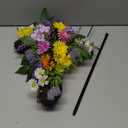 32 Inch Solar Powered Cross Grave Stake Decoration Lighted Cemetery Stake with Colorful Artificial Wildflowers Daisies, Floral Arrangement for Garden Cemetery and Memorial