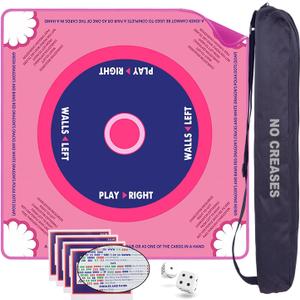 ARELUX Mahjong Mat with Carrying Bag - 32"x32" Non-Slip Noise Reducing Table with 4 Mahjong Rules Cards 2025 Cover for American Mahjong, Poker, Card & Board Games, Premium Gaming Mat