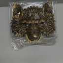 Liliful 3 Pcs Wolf Mask Halloween 3D Scary Half Face Werewolf Mask Wolf Headdress 3D Masquerade Cosplay Costume for Men (Gold)