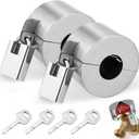 Outdoor Faucet Lock, 2 Pack Water Hose Bib Spigot Lock Stainless Steel Cover & Padlock Kits for 1-1/2 to 3 Inch Dia Valve Handles to Prevent Outside Water Theft and Unauthorized Use