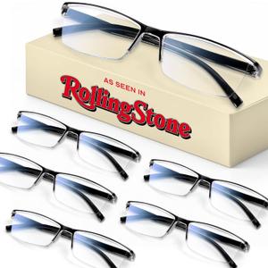 6 pack Executive Style Reading Glasses Men - Durable Readers with 99% Blue Light Blocking - Comfortable Fit with TR90 Frames (Black) +2.75